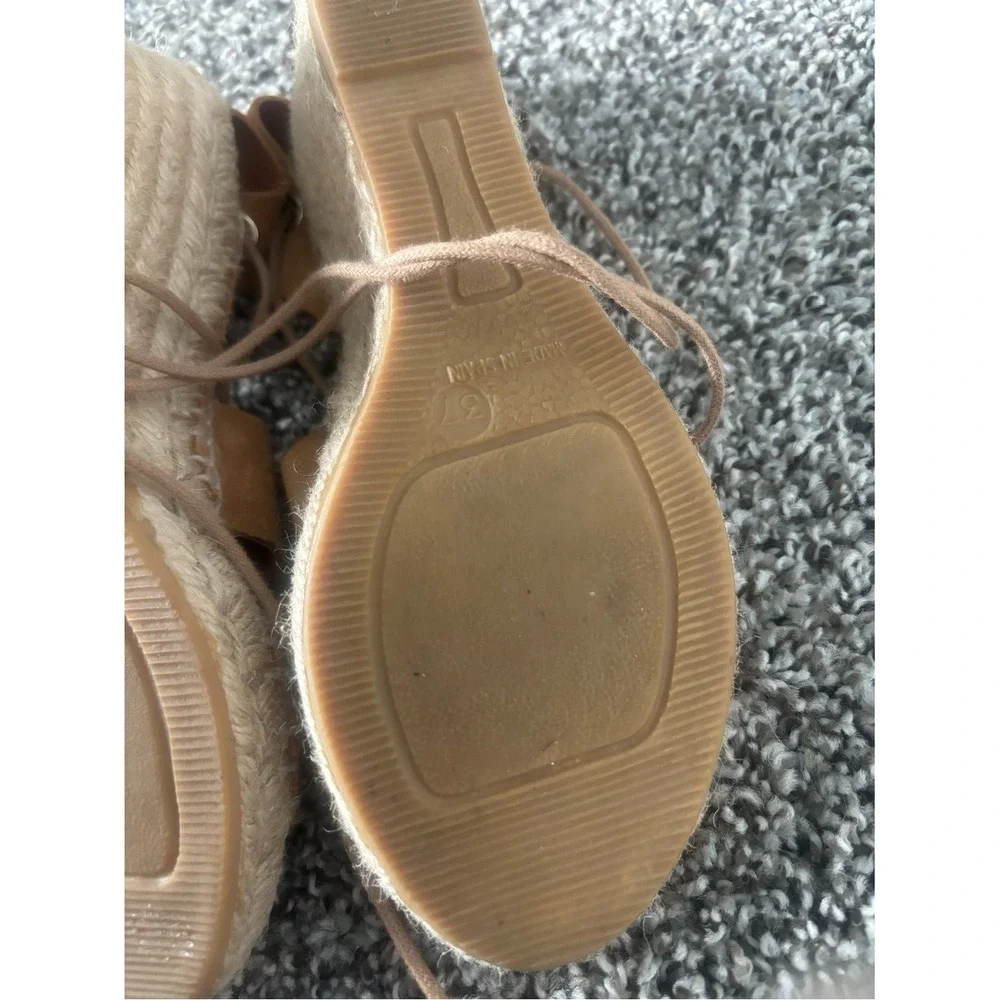 Kanna Spain Tan Suede Lace-Up Espadrille Wedges | EU 37 / US 6.5–7 | BohoSandals